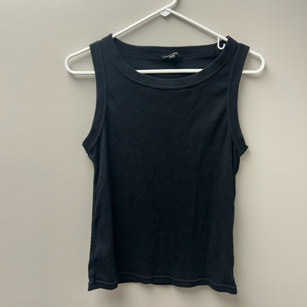 Tahari Black Ribbed Tank Top‎